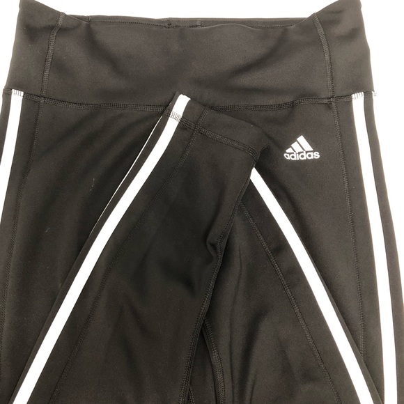 Adidas 3 stripe pants/tights ladies Medium Black - Picture 4 of 4